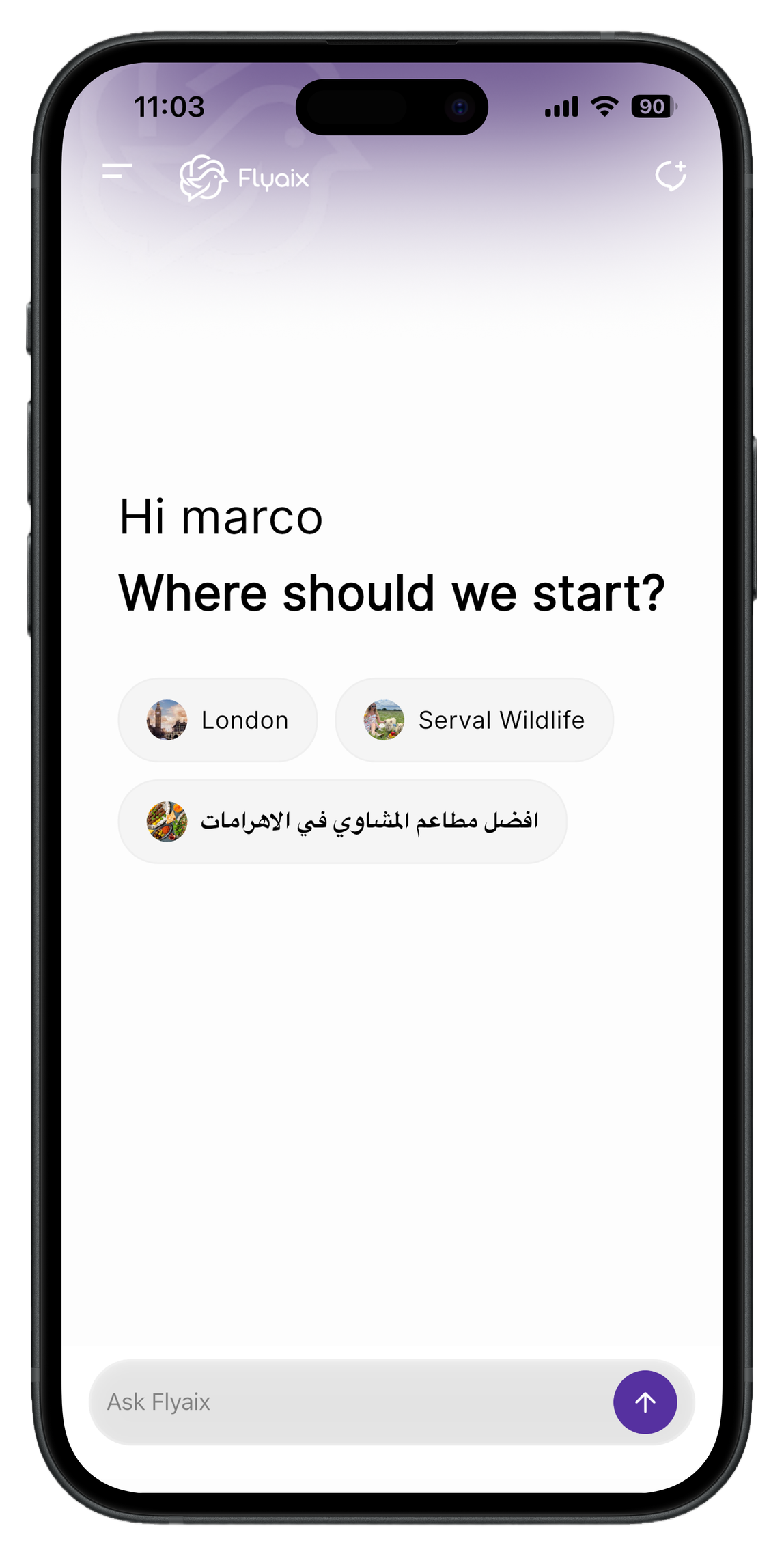Travel planning with Flyaix app